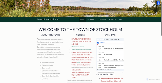Security scan screenshot of https://www.stockholmny.gov/
