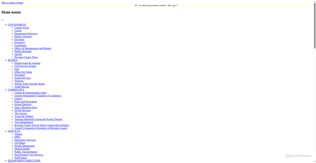 Security scan screenshot of https://broomecountyny.gov/