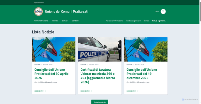 Security scan screenshot of http://www.unionepratiarcati.it