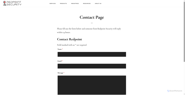 Security scan screenshot of https://redpointsecurity.com/contact/