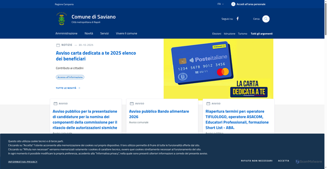Security scan screenshot of https://www.comune.saviano.na.it/