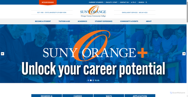 Security scan screenshot of https://sunyorange.edu/