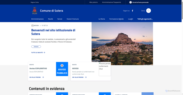 Security scan screenshot of https://www.comune.sutera.cl.it/