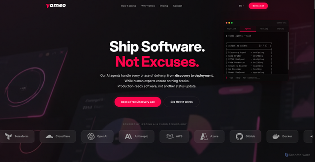 Security scan screenshot of http://ai-delivery.yameo.eu/