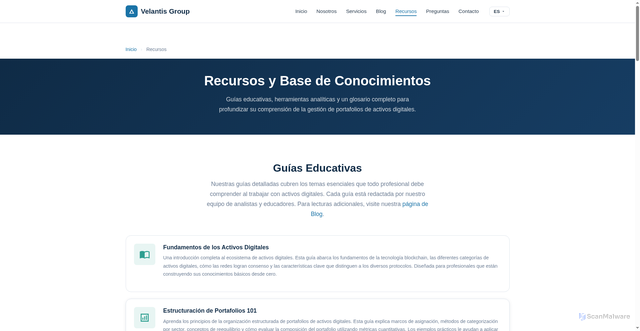 Security scan screenshot of http://velantis-group.com/es/resources.html