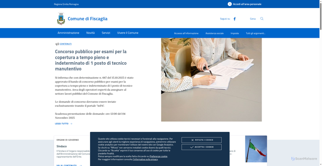 Security scan screenshot of https://www.comune.fiscaglia.fe.it/