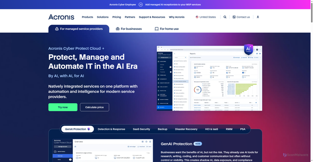 Security scan screenshot of https://dl2.acronis.com