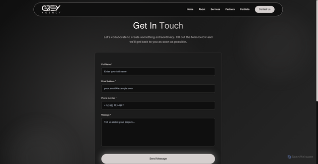 Security scan screenshot of https://greymarketingsolutions.com/contact.html