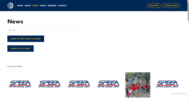Security scan screenshot of https://www.ifpte.org/news/tag/SPEEA