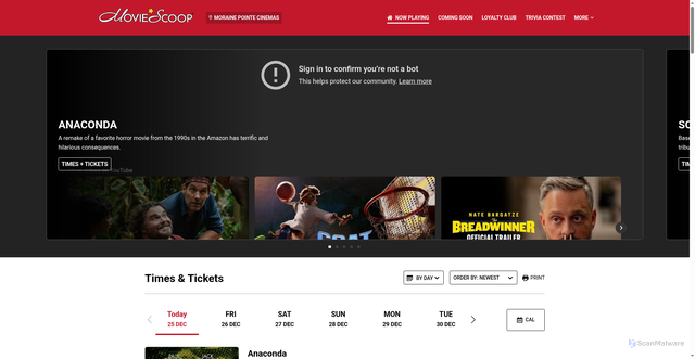 Security scan screenshot of https://www.moviescoop.com/moraine-pointe