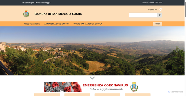 Security scan screenshot of https://www.comune.sanmarcolacatola.fg.it/
