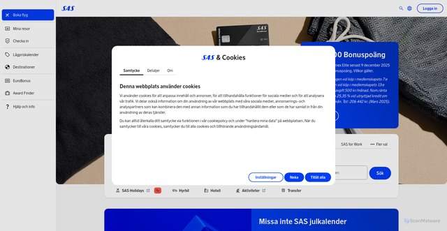 Security scan screenshot of https://www.sas.se/