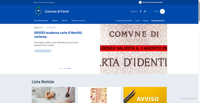 Security scan screenshot of https://comune.fonni.nu.it/