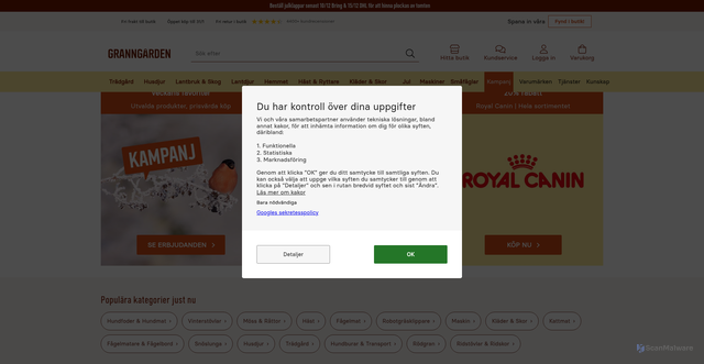 Security scan screenshot of https://www.granngarden.se/