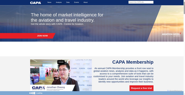 Security scan screenshot of https://centreforaviation.com