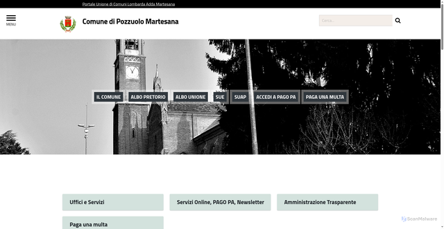 Security scan screenshot of https://www.comune.pozzuolomartesana.mi.it/