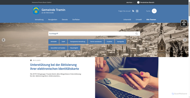 Security scan screenshot of https://www.comune.termeno.bz.it/de