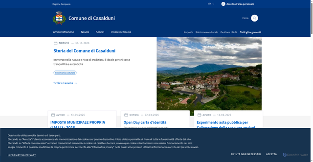 Security scan screenshot of https://www.comune.casalduni.bn.it