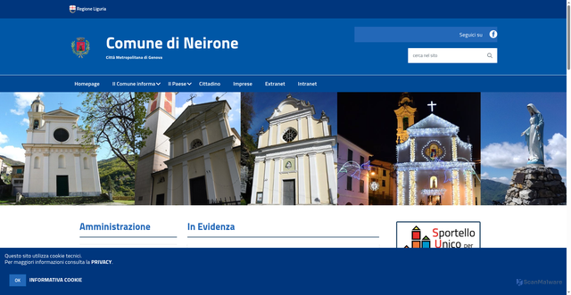 Security scan screenshot of https://www.comune.neirone.ge.it