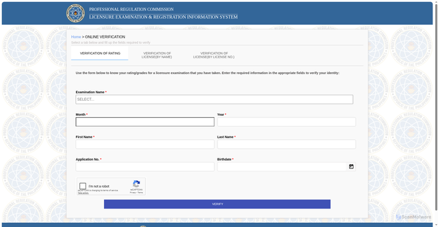 Security scan screenshot of https://prc-verification.org.ph