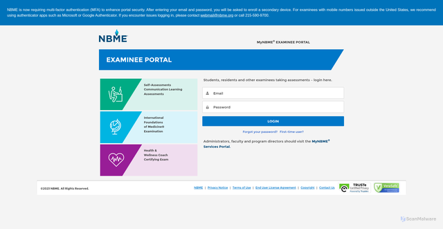Security scan screenshot of https://www.mynbme.org