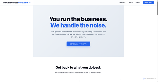 Security scan screenshot of https://modernbusinessconsultants.com/index.html