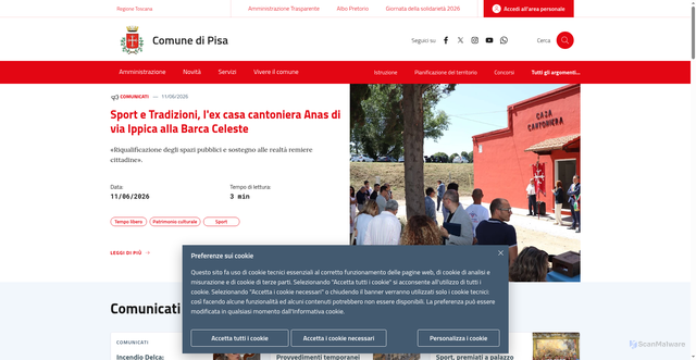 Security scan screenshot of https://www.comune.pisa.it
