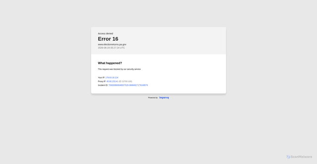 Security scan screenshot of https://www.electionreturns.pa.gov/