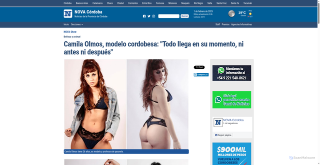 Security scan screenshot of https://www.novacordoba.com/nota.asp?n=2025_2_1&id=2939&id_tiponota=60