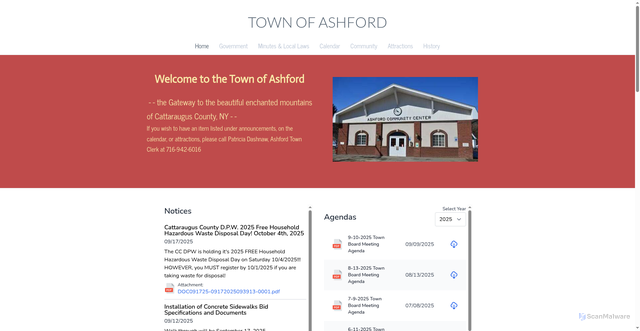 Security scan screenshot of https://www.ashfordny.gov/