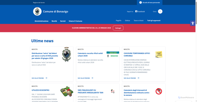 Security scan screenshot of https://www.comune.bonavigo.vr.it