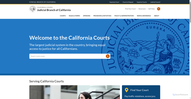 Security scan screenshot of https://courts.ca.gov/