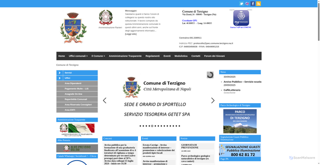Security scan screenshot of https://www.comune.terzigno.na.it/