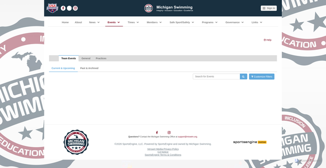Security scan screenshot of https://www.miswim.org/page/events
