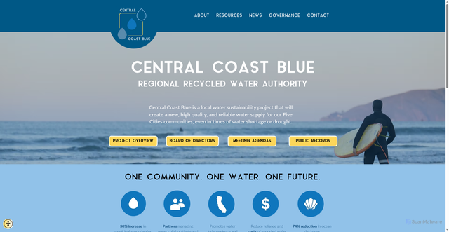 Security scan screenshot of http://centralcoastblueca.gov/