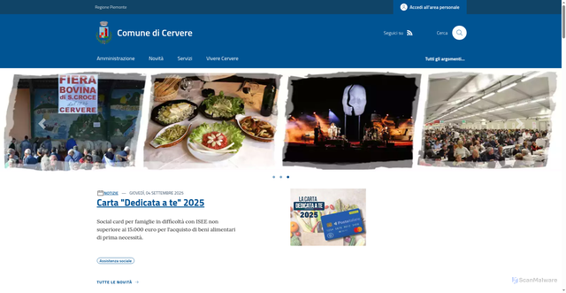 Security scan screenshot of https://www.comune.cervere.cn.it/
