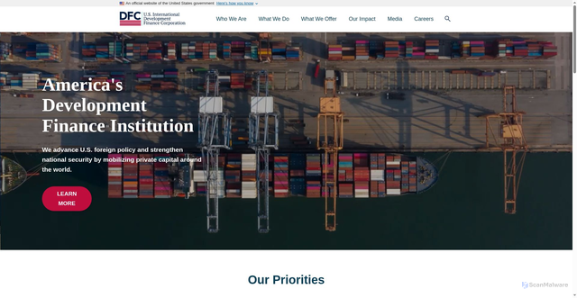 Security scan screenshot of https://www.dfc.gov/