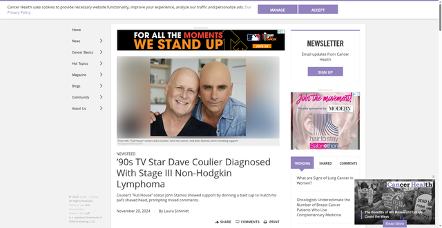 Security scan screenshot of https://www.cancerhealth.com/article/90s-tv-star-dave-coulier-diagnosed-stage-iii-nonhodgkin-lymphoma