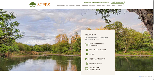 Security scan screenshot of https://www.scers.gov/