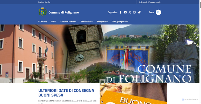 Security scan screenshot of https://www.comune.folignano.ap.it/