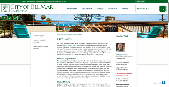 Security scan screenshot of https://www.delmar.ca.us/147/Lifeguards