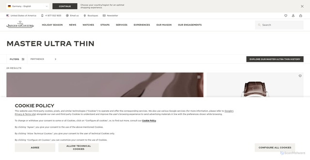 Security scan screenshot of https://www.jaeger-lecoultre.com/us-en/watches/master-ultra-thin