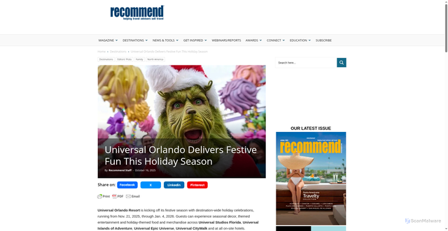 Security scan screenshot of https://recommend.com/destinations/universal-orlando-delivers-festive-fun-this-holiday-season/