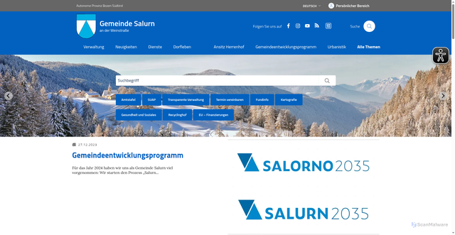 Security scan screenshot of https://www.comune.salorno.bz.it/de