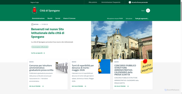 Security scan screenshot of https://www.comune.spongano.le.it