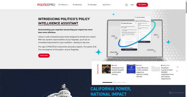 Security scan screenshot of https://www.politicopro.com/
