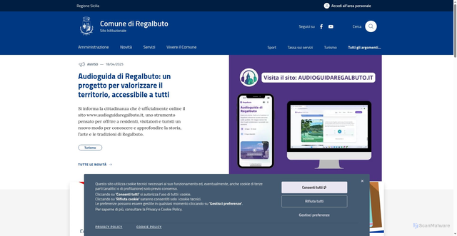 Security scan screenshot of https://www.comune.regalbuto.en.it/