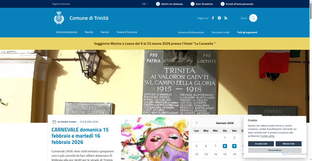 Security scan screenshot of https://www.comune.trinita.cn.it/