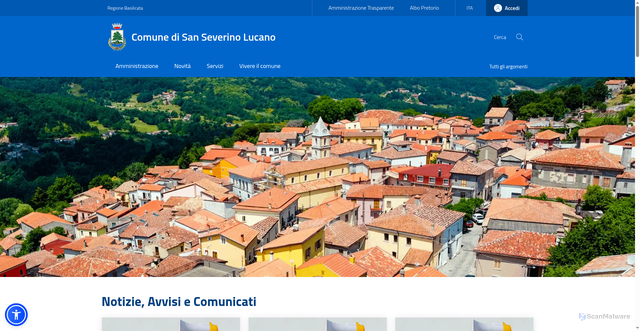 Security scan screenshot of https://www.comune.sanseverinolucano.pz.it/