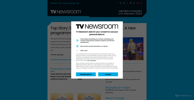 Security scan screenshot of https://www.tvnewsroom.co.uk